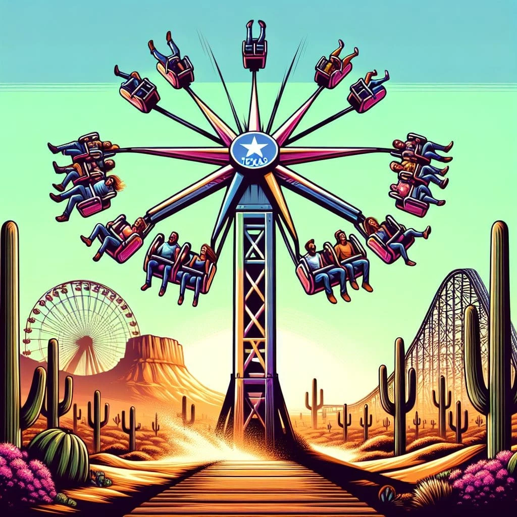 ਟੈਕਸਾਸ ਮਜ਼ੇਦਾਰ ਸਵਾਰੀ ਖ਼ਰਾਬ, ਲੋਕ ਹਵਾ ਵਿੱਚ ਫਸੇ