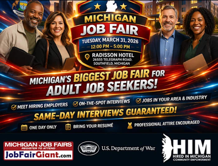 ਮੇਟਰੋ ਡਿਟਰਾਏਟ 'ਚ ਮੰਗਲਵਾਰ ਨੂੰ ਨੌਕਰੀ ਮੇਲਾ, 550 ਤੋਂ ਵੱਧ ਖਾਲੀ ਅਸਾਮੀਆਂ