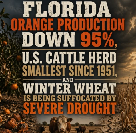 ਫਲੋਰੀਡਾ ਵਿੱਚ ਸੰਤਰੇ ਦੀ ਫ਼ਸਲ 95% ਘੱਟ, ਮਰੇਟ ਵੱਡੀ ਮਸਲੈ ਬਣੀ